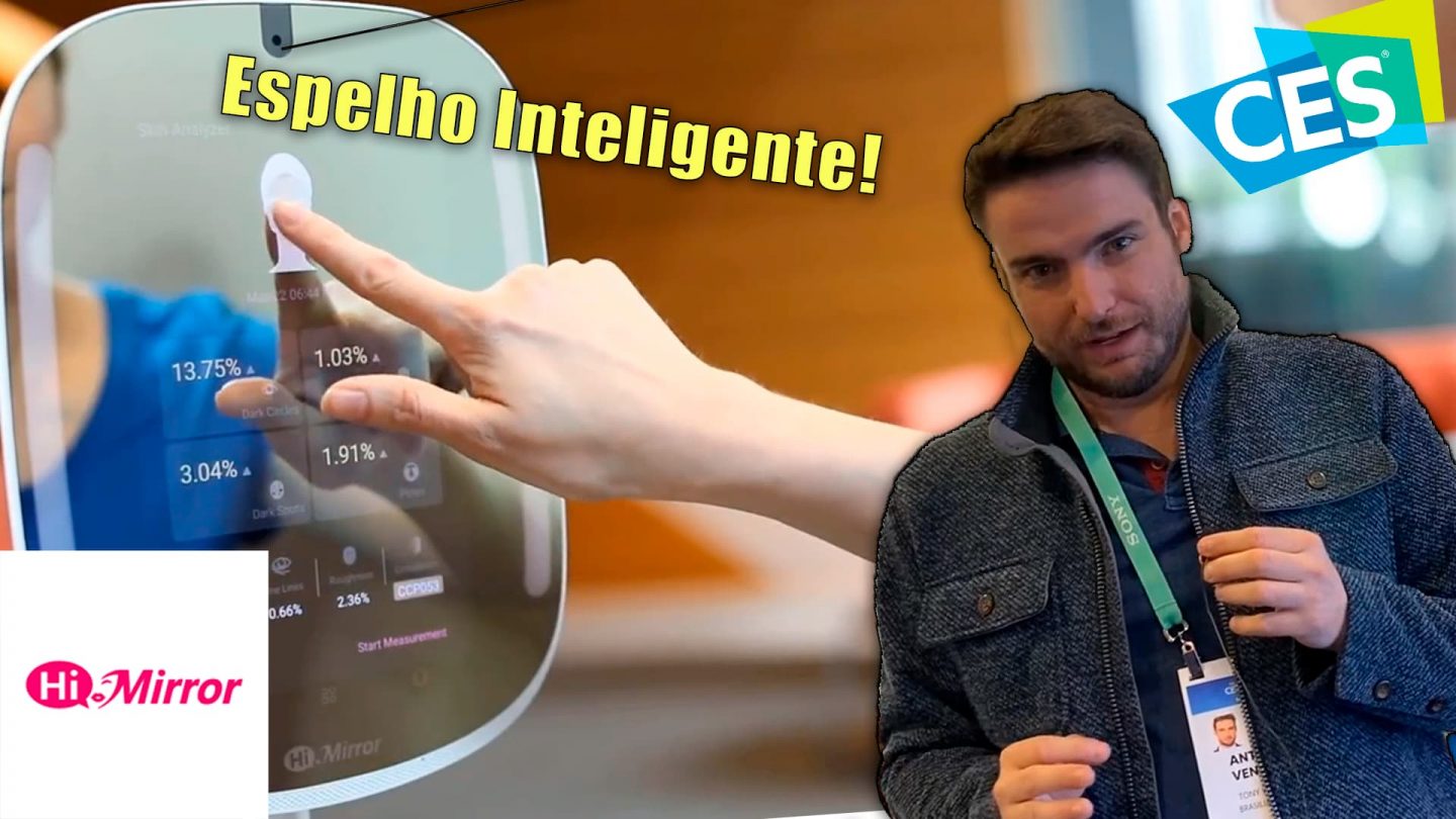 Tony Ventura está na feira de tecnologia ces em las vegas espelho inteligente hi-Mirror