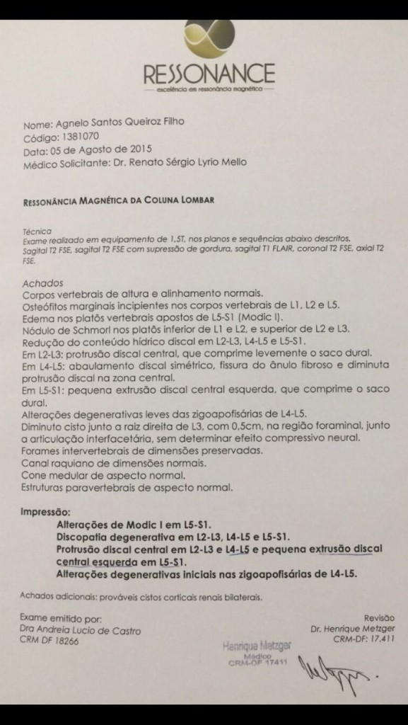 Crédito: Reprodução. Atestado médico do ex-governador Agnelo Queiroz.