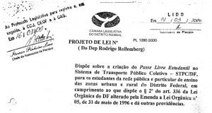 Como distrital, Rollemberg propôs passe livre para estudantes e atletas