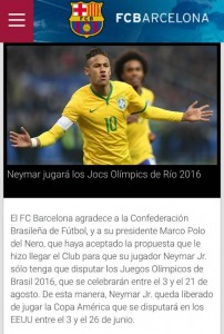 Nota oficial publicada no site do Barcelona nesta quarta-feira