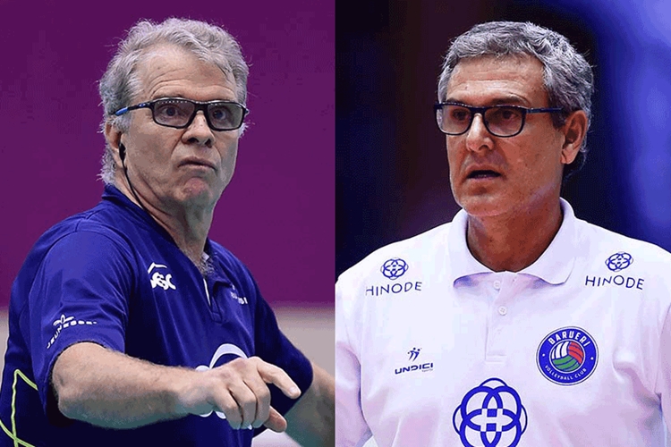 Bernardinho, técnico do Sesc Rio, e Zé Roberto Guimarães, do Barueri: os dois maiores técnicos foram eliminados nas quartas de final da Superliga feminina 2018/2019