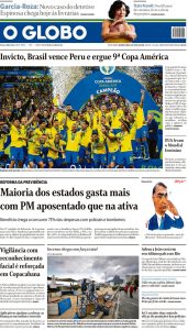 Comparativo entre o destaque dado à final da Copa América masculina e à Copa do Mundo feminina
