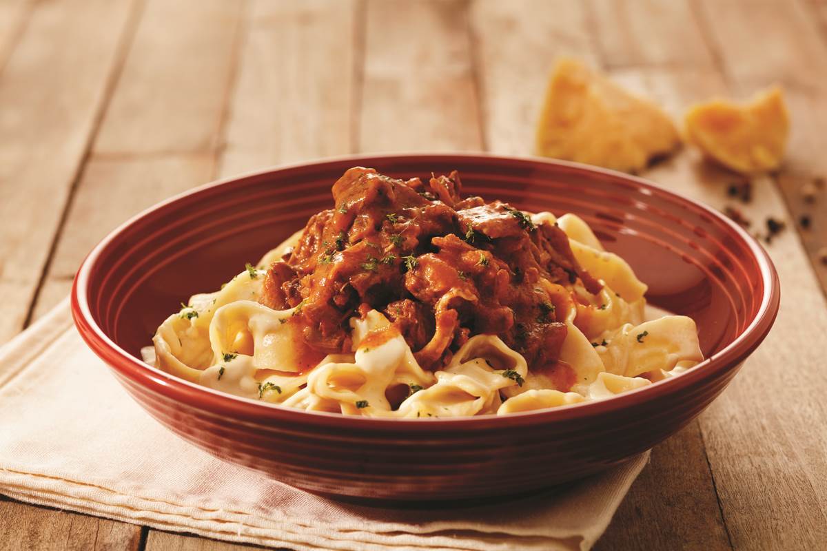 Parpadelle ao ragu de ossobuco do Abbraccio