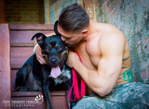 imagem de militares veteranos e policiais americanos com animais resgatados.Projeto de uma fotógrafa que produz calendários com o propósito de ajudar a adoção de animais