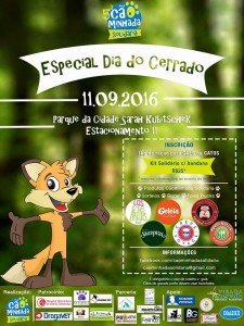 Cartaz da quinta cãominhada solidária especial dia do cerrado.Traga seu bicho!