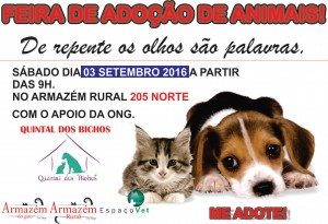 cartaz da feira de adoção do Armazém Rural-Feiras de animais