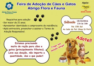 imagem mostra cartaz de feira de adoção de bichos