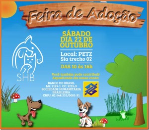 cartaz da feira de adoção de bichos da SHB