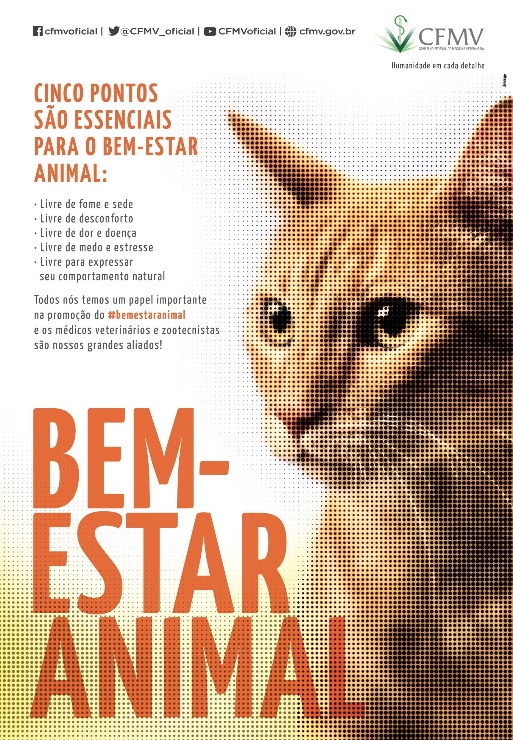 Folder da campanha: cinco liberdades dos animais 