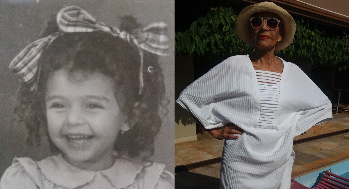 Mariza de Macedo-Soares em duas fases da vida, mas sempre alegre