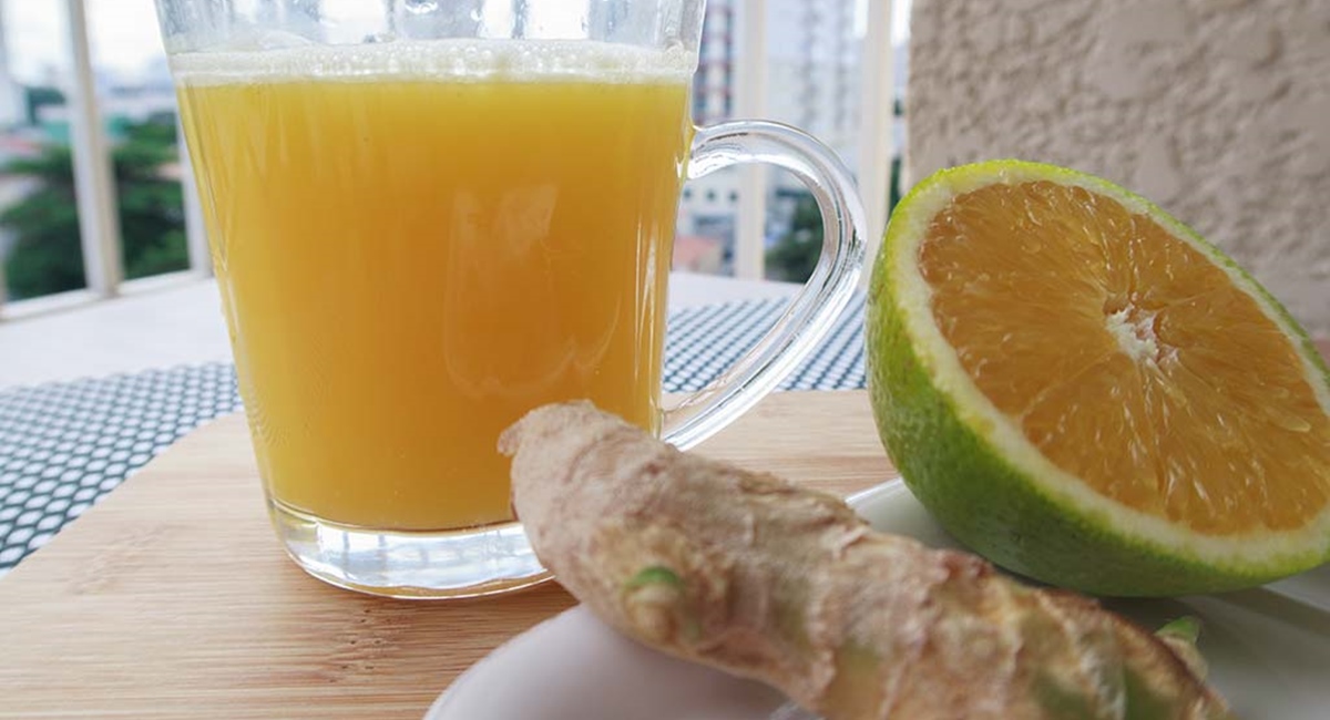 Suco de laranja com gengibre faz bem e é uma delícia