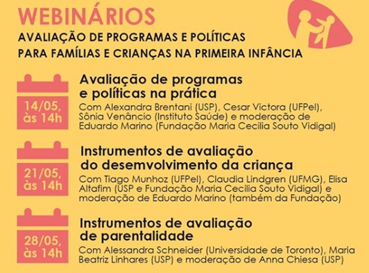  Programação de webinars que a fundação oferece para o mês de maio