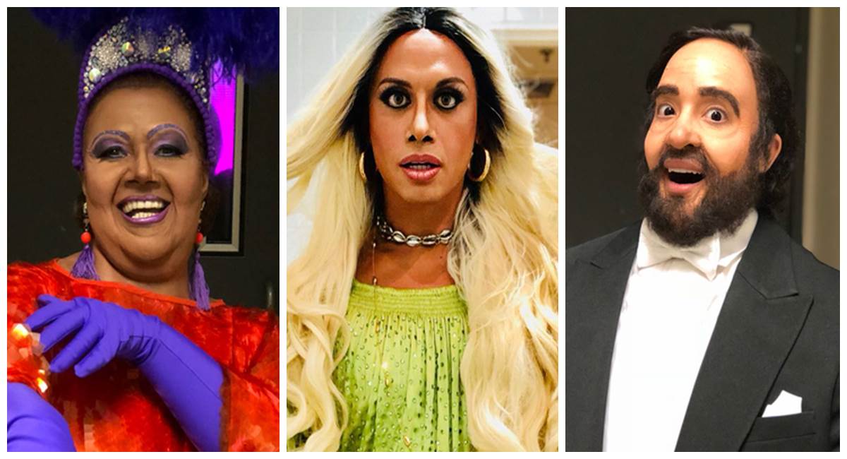Sandra de Sá, Silvero Pessoa e Helga Nemeczyk no Show dos famosos