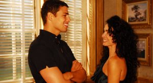 Cauã Reymond e Cláudia Ohana na novela A favorita
