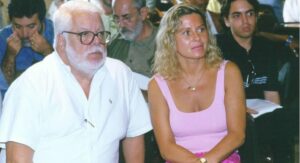 Autor Manoel Carlos e Vera Fischer no lançamento da novela Laços de família