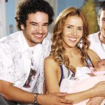 Thiago Mendonça, Leona Cavalli e Alexandre Slavieiro como Bernardinho, Dália e Heraldo na novela Duas Caras