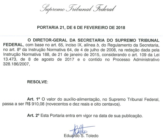 STF auxilio alimentacao